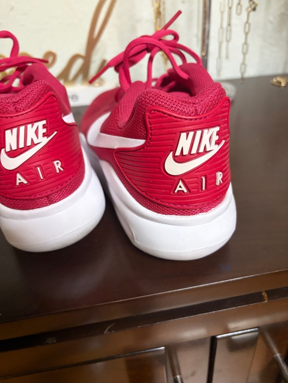 Nike women Red and White Air Mesh Sneaker - Picture 5 of 7